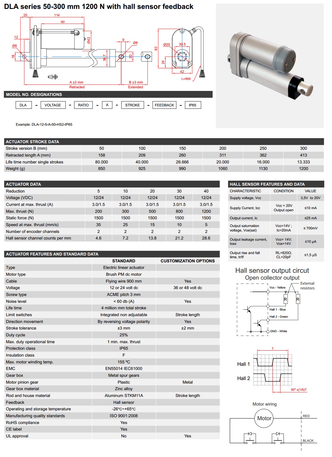 Transmotec: Linear Actuators [DLA Series] Hall Sensor Feedback
