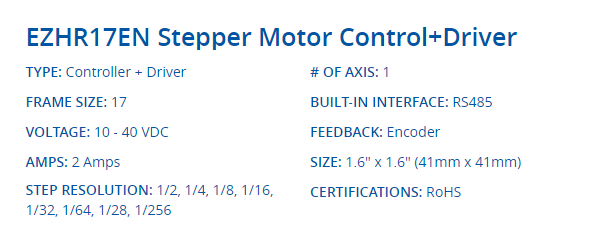 High Resolution Stepper Motor Driver Controller with Encoder EZHR17EN 